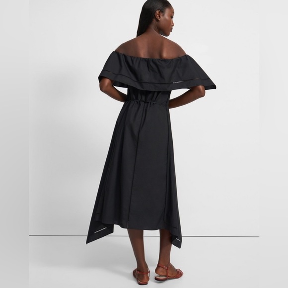 THEORY Off-The-Shoulder Dress in Eyelet Cotton - Picture 4 of 8